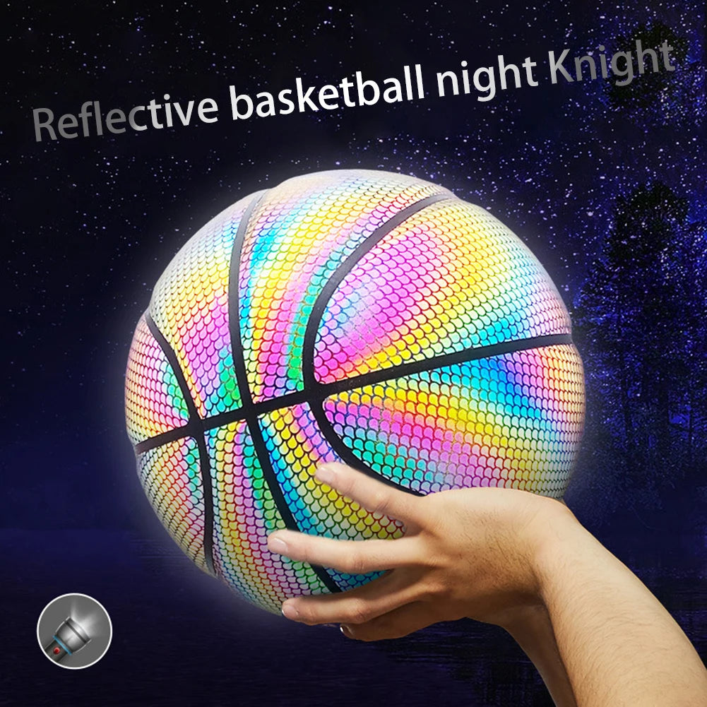 PU Luminous Basketball Bright Reflective Night Game Street PU Glowing Basketball for Outdoor Playing Equipment