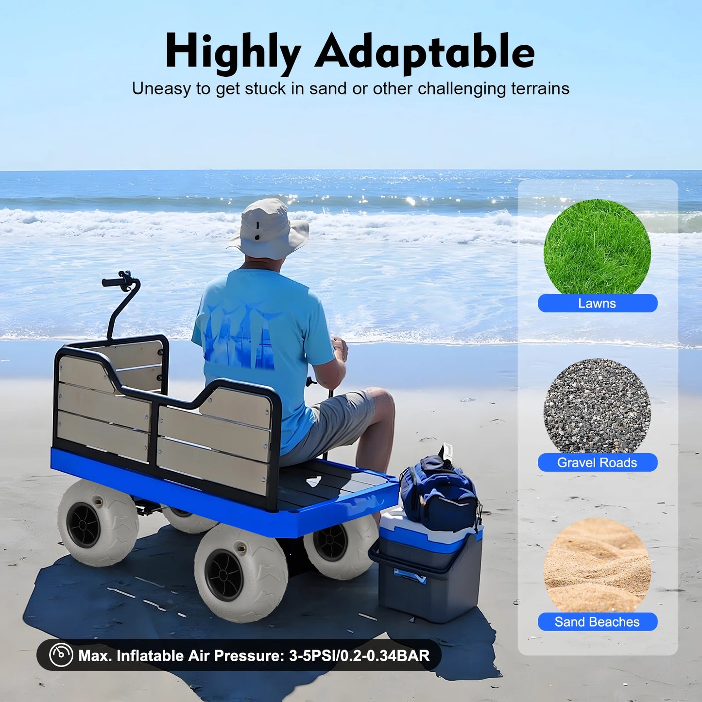 9 inch 2x Beach Cart Wheels Inflatable Wheels Replacement Balloon Beach Tire