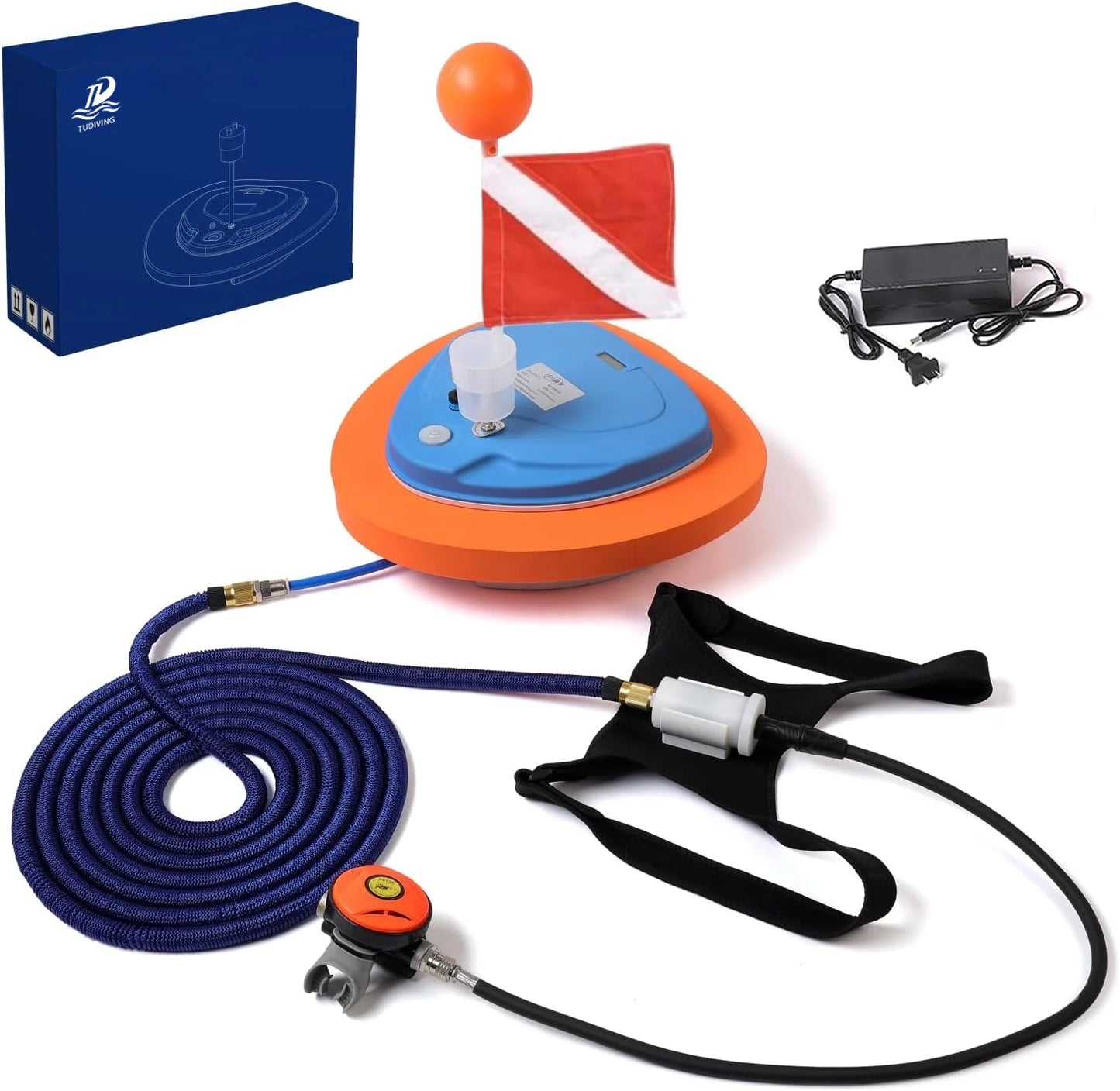 TUDIVING-Scuba Diving Ventilator,Waterproof Portable Rechargeable Scuba Diving Tank with Breathing Regulator,Scuba Diving Gear