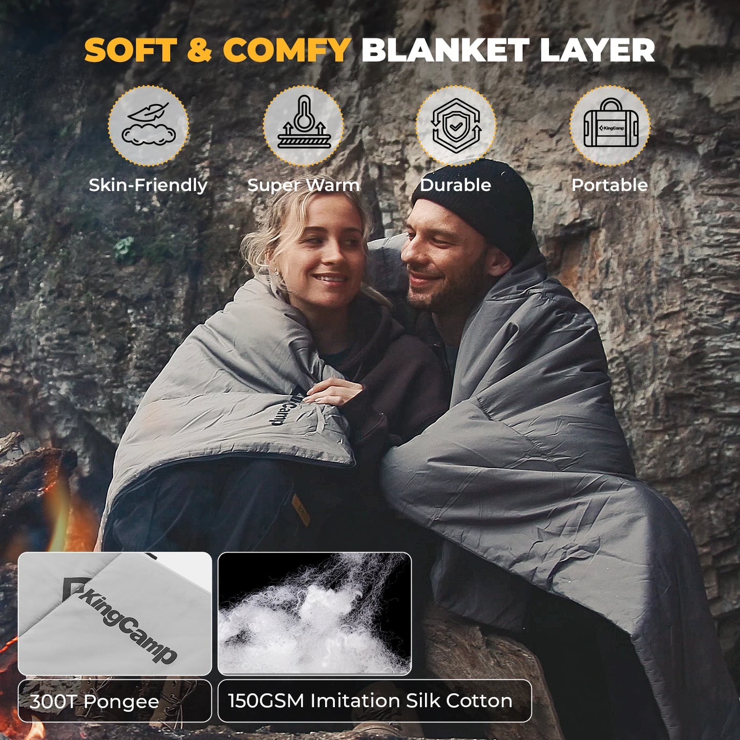 KingCamp 3-in-1 Envelope Hooded Sleeping Bag, Detachable And Flexible Double Blanket, Sleeping Bag For All Season Camping Hiking