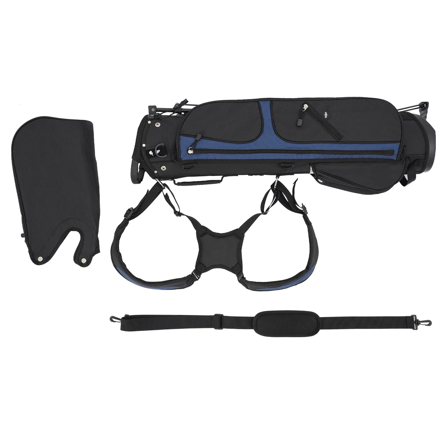 Portable Golf Stand Bag Nylon Golf Stand Bag with Shoulder Strap 3 Divider 5 Pocket Golf Gun Rack Bag for Juniors and Adult