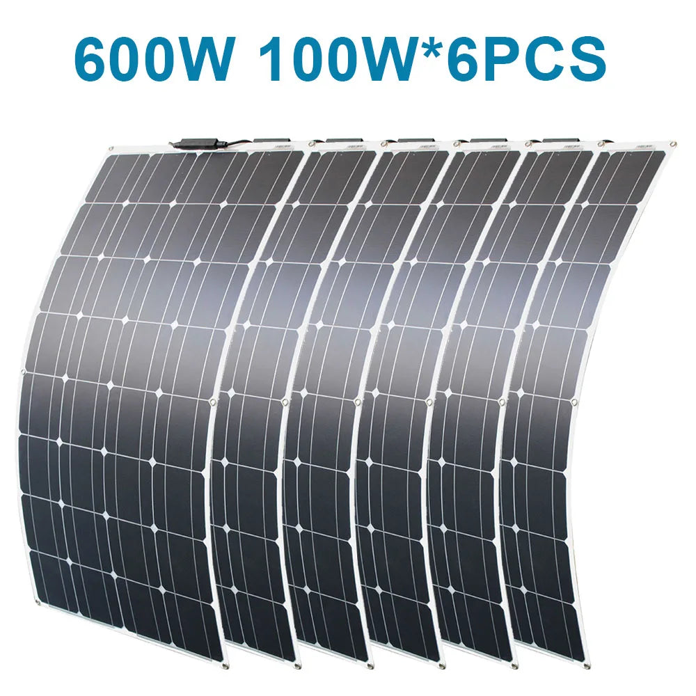 DGSUNLIGHT 100w 200w 12v portable Solar Panel Flexible 18V 800W plate CELLS Monocrystalline silicon