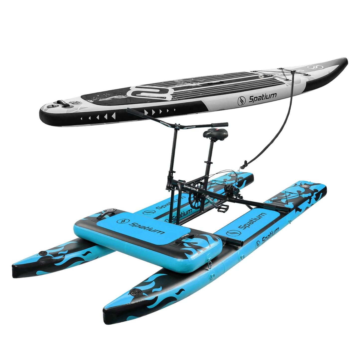 Spatium SUP Water Bikes, Inflatable Pedal Boat,Inflatable Fishing Boat Bundle with Paddle Board for Adults, Totally Two Products