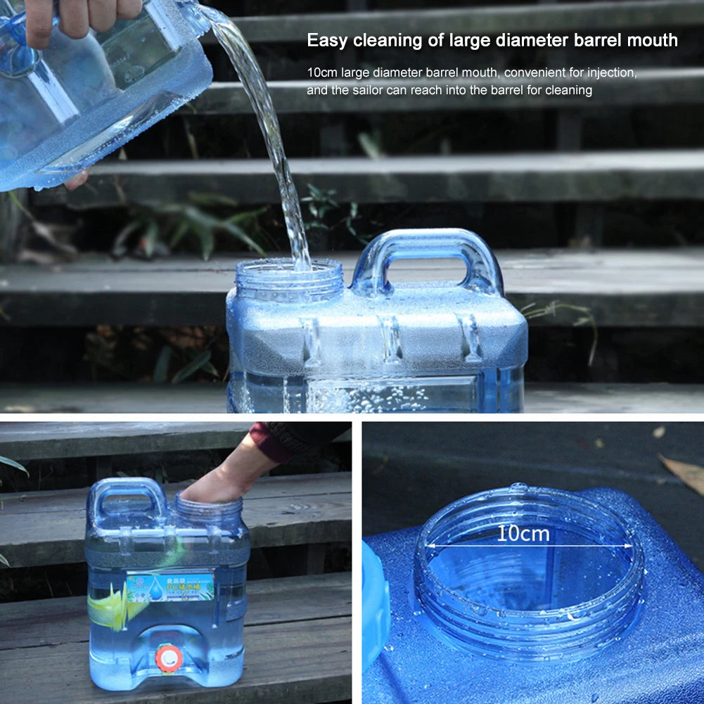 Portable 7.5/10/15L Water Container with Faucet Self-Driving Tour Leakproof Camping Water Bucket Tank for Picnic Hiking ﻿