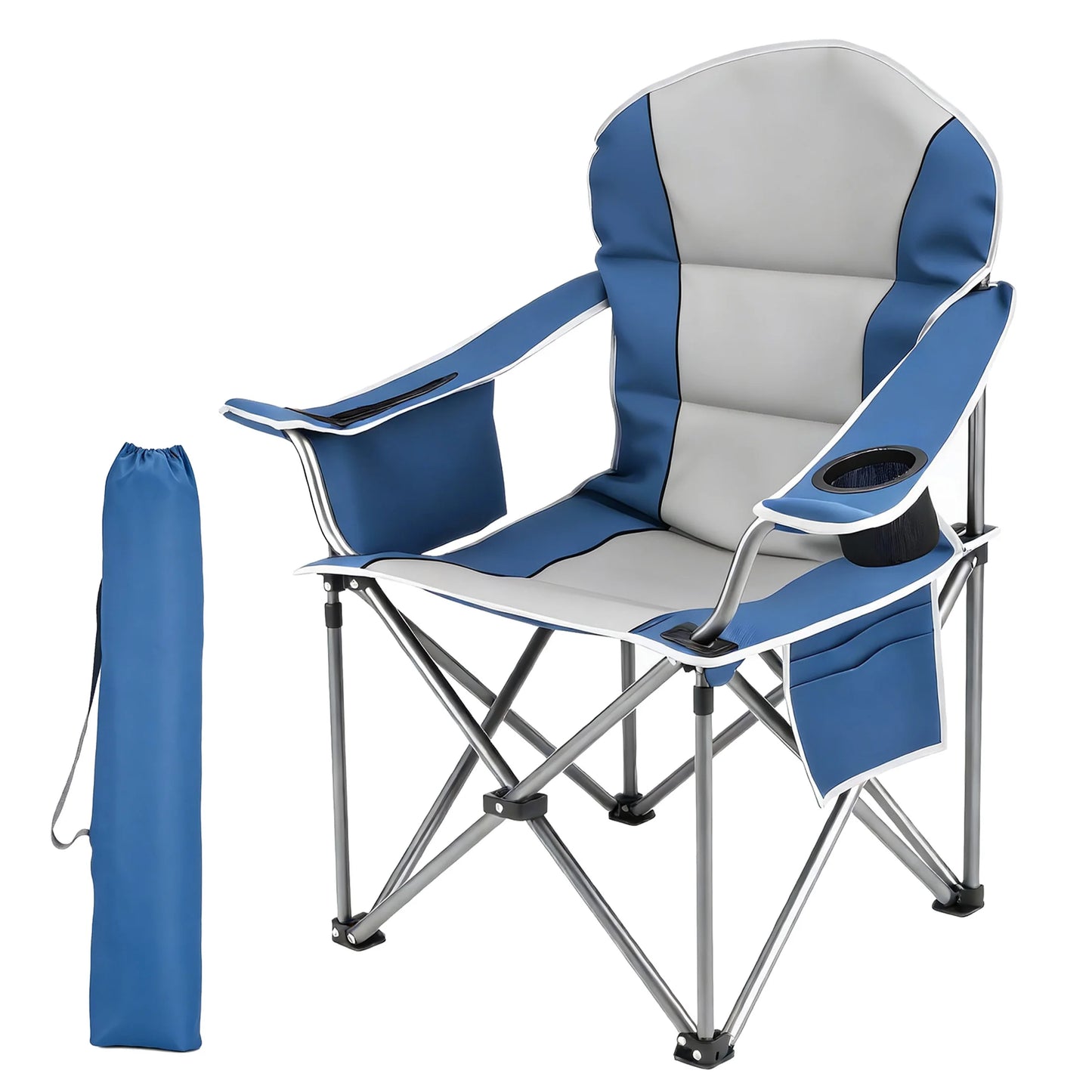 MCQ Outdoor Folding Camping Chairs Collapsible Padded with Cup Holder Cooler Bag Heavy Duty Portable Camping Chair for Garden