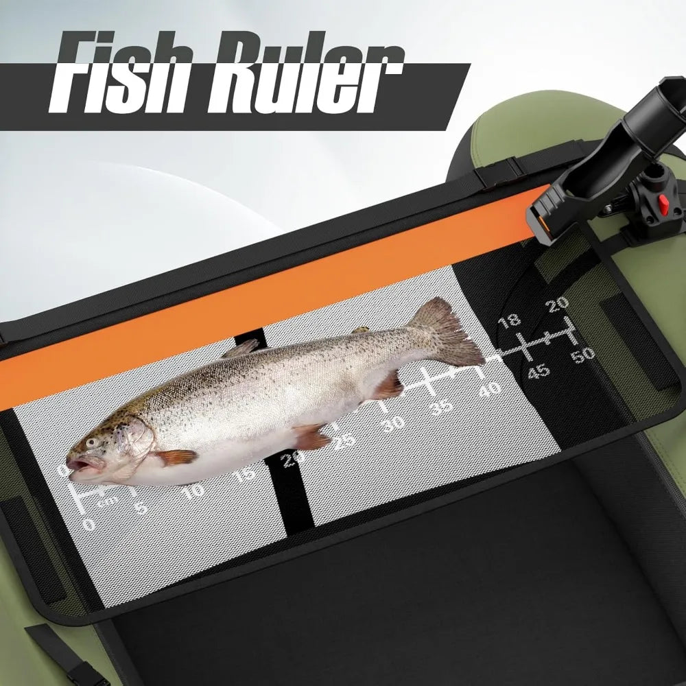 Fishing float tube, 350 lb inflatable fishing boat with paddle, pump, fin, portable backpack belly boat for adult fishing