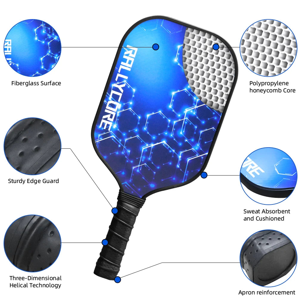 Premium Fiberglass Pickleball Paddles Set of 2 | High-Friction Surface Rackets for Enhanced Control - Perfect for Men & Women