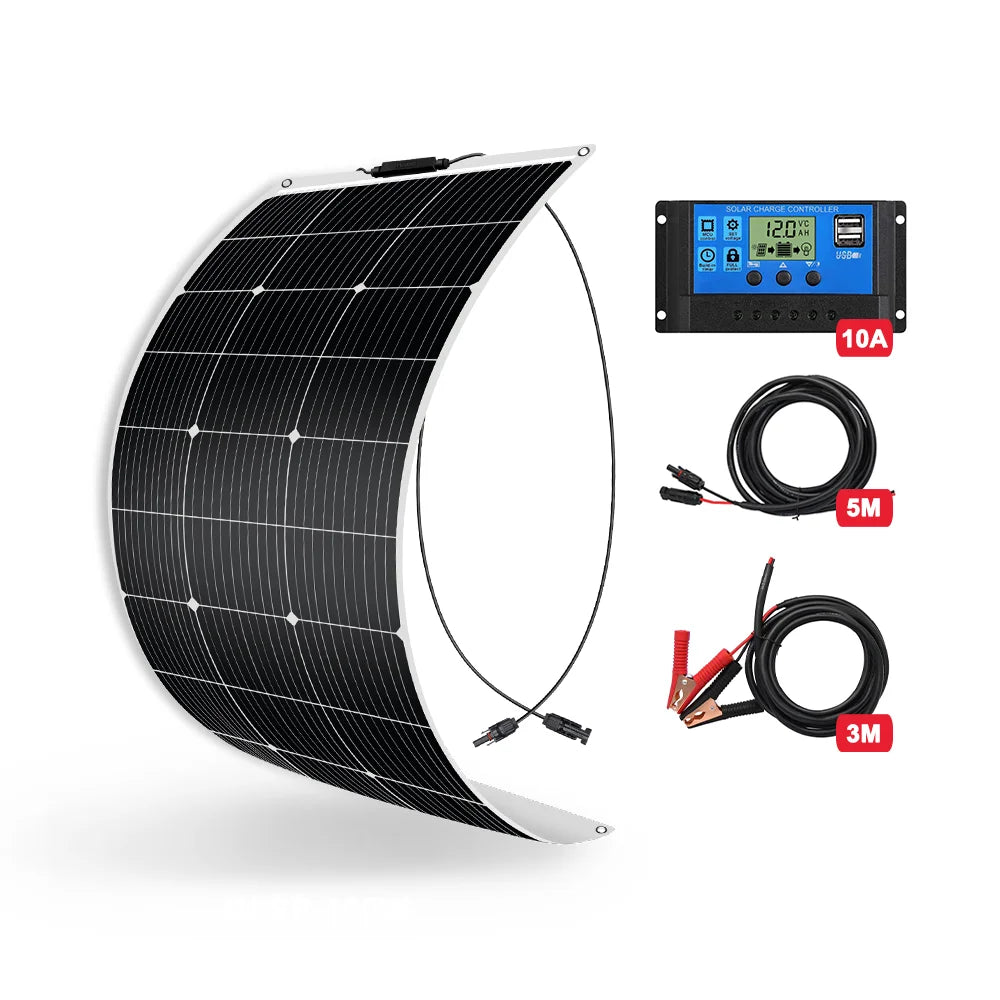 DOKIO 100Wset 200Wset 400Wset 18V flexible solar panel waterproof monocrystalline camping  12V battery charging