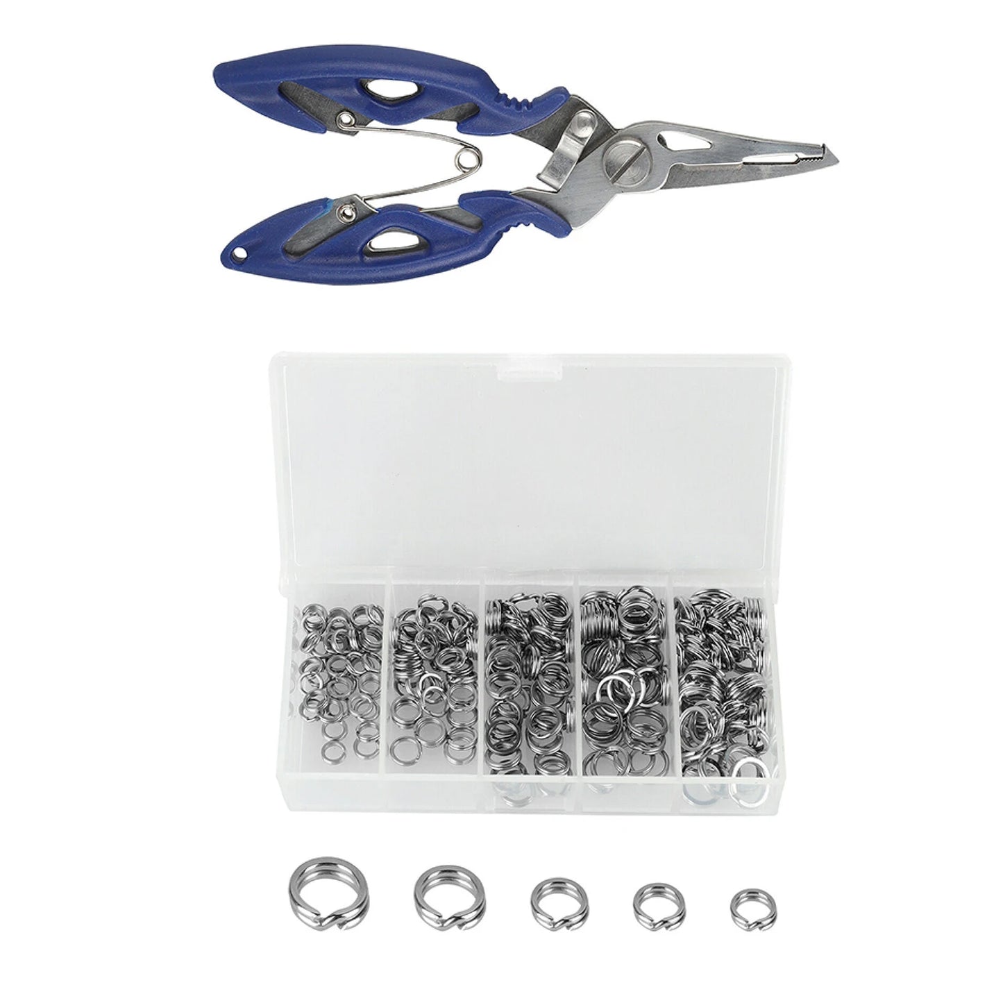 200Pcs Fishing Split Rings Set 5 Size Stainless Steel O Rings Fishing Lure Jig Bait Swivels Connector For Carp Fishing Accessory