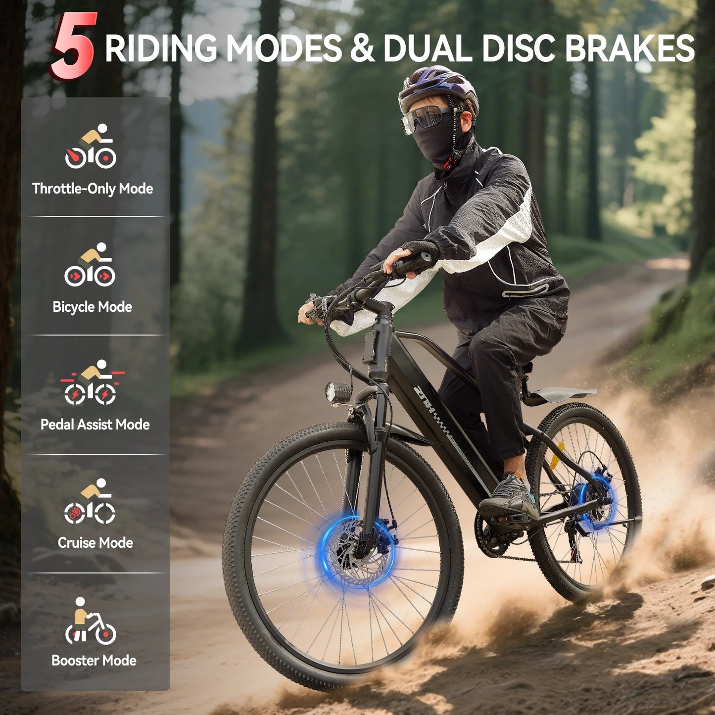 ZNH Electric Bicycle for Adults,1000W Peak Motor,48V Removable Battery,20MPH,26" Tire Electric Bike,7-Speed,50 Miles E-bike