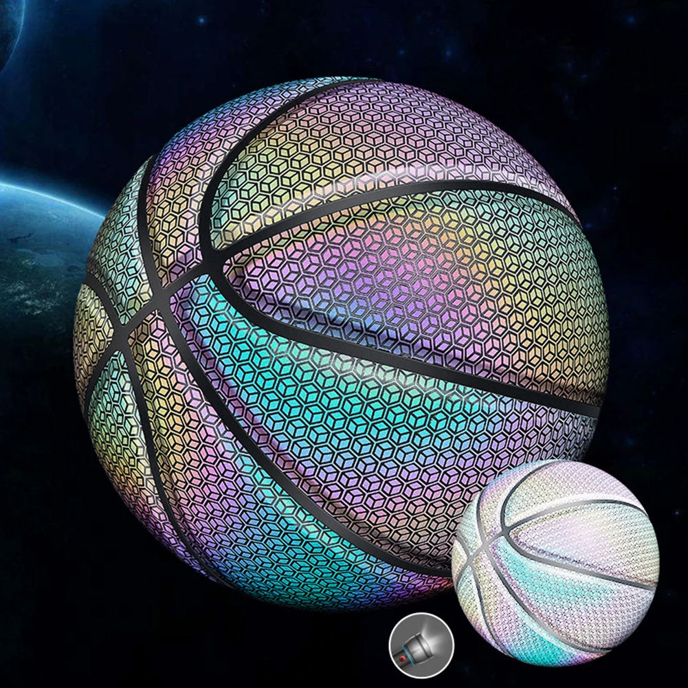 PU Luminous Basketball Bright Reflective Night Game Street PU Glowing Basketball for Outdoor Playing Equipment