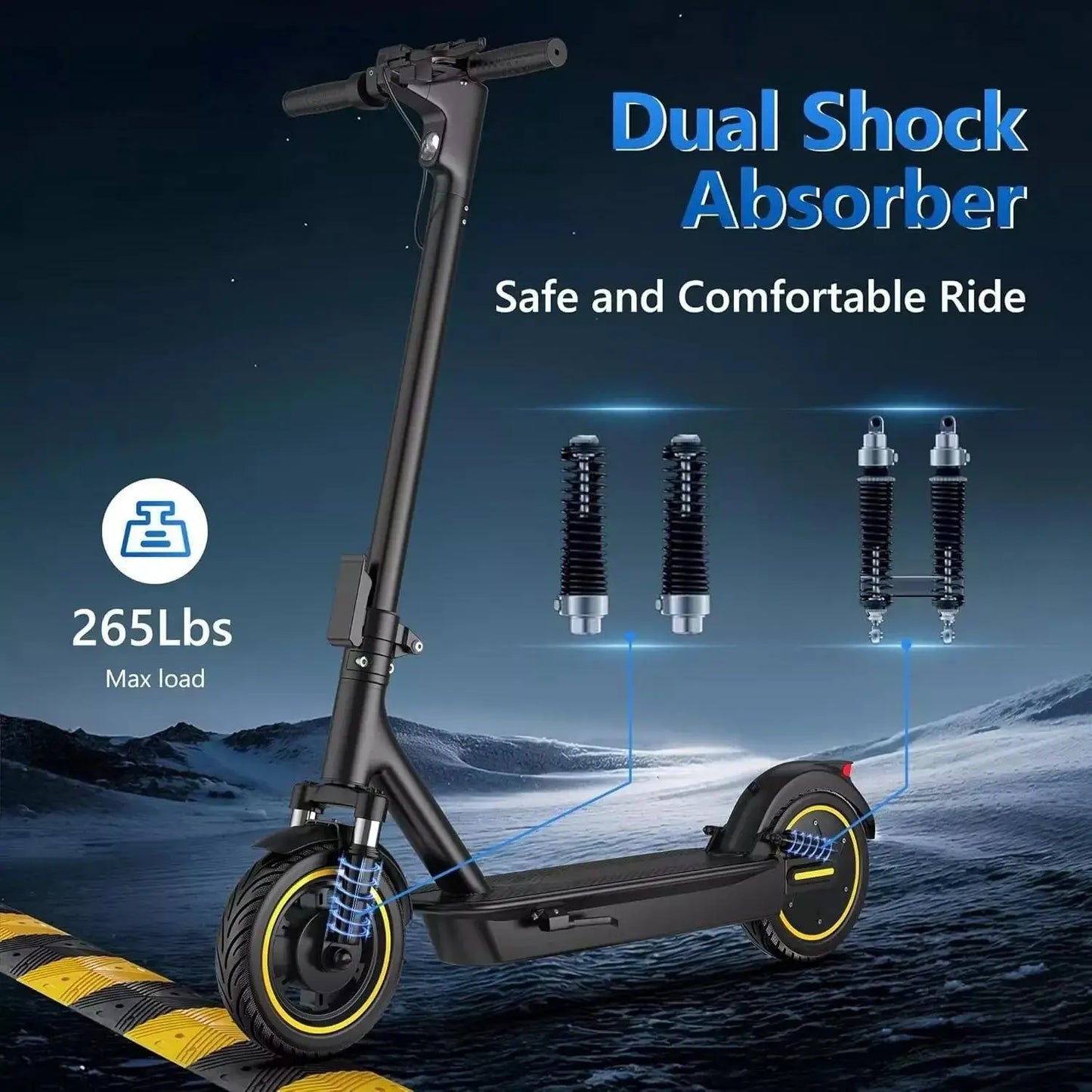 LADPED LPMAX 10" tires Folding Electric Scooter 22MPH Max Speed 500W 14.5AH 28Miles Long Range Dual Shock Absorber EScooter