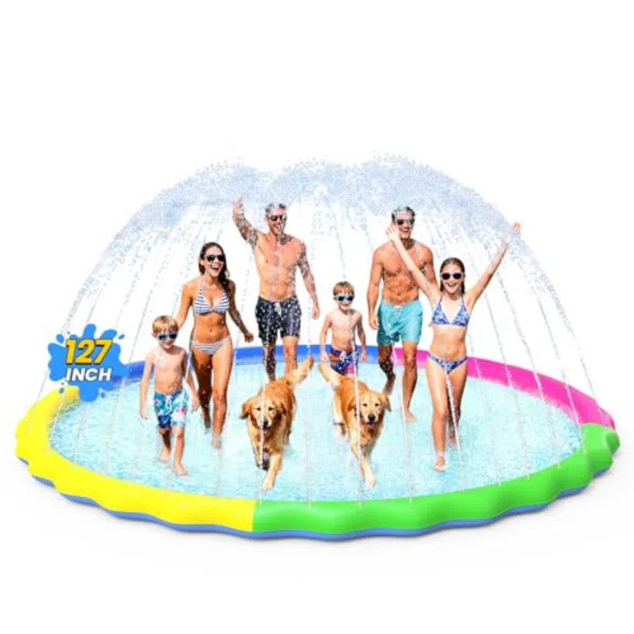 Non-Slip Splash Pad for and Dog Thicken Sprinkler Pool Summer Outdoor Water Toys - Fun Backyard Fountain Play Mat for Girls Boy