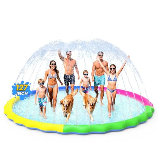Non-Slip Splash Pad for and Dog Thicken Sprinkler Pool Summer Outdoor Water Toys - Fun Backyard Fountain Play Mat for Girls Boy