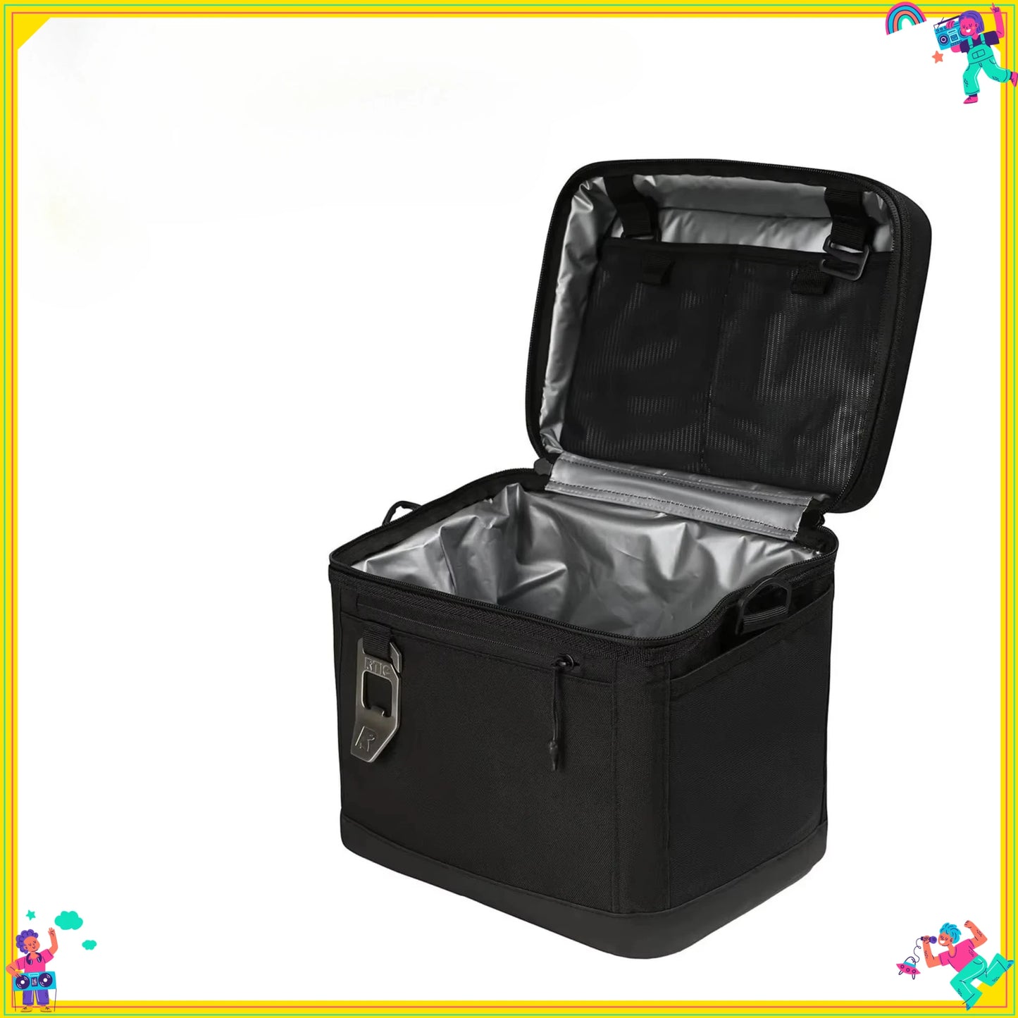 Black 16QT Collapsible Soft Cooler 15 Can, with Bottle Opener Insulated Bag for Everyday Picnics & Travel Use