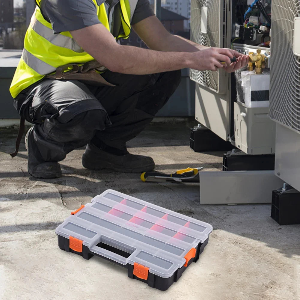 Double Side Tools Box Organizer Plastic Small Parts Storage Case Portable Tool Box Toolbox Container for Screws Nuts Nails Bolts