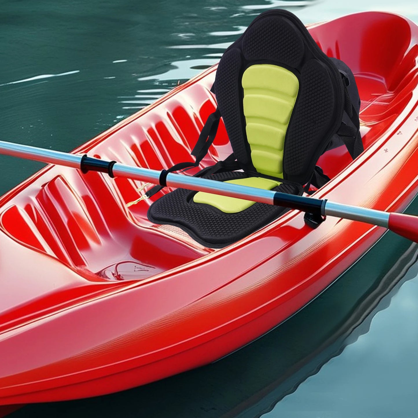 Padded Kayak Seat with Storage Bag Adjustable Seat Backrest with Hook Boat Cabin Seating for Inflatable Kayak