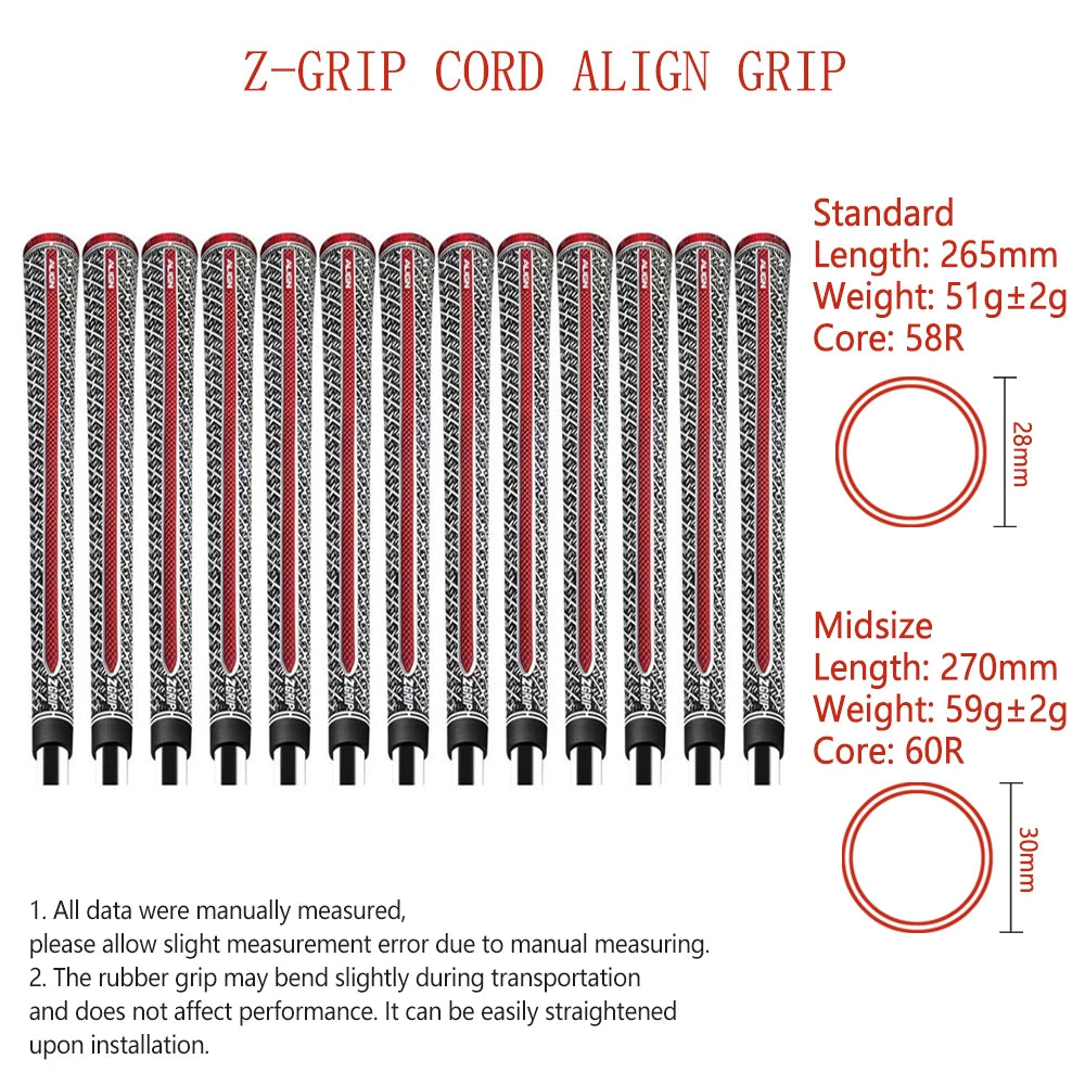 13PCs Golf Grip Z-Grip Cord ALIGN Grip Golf Club Grip Standard/Midsize 60R