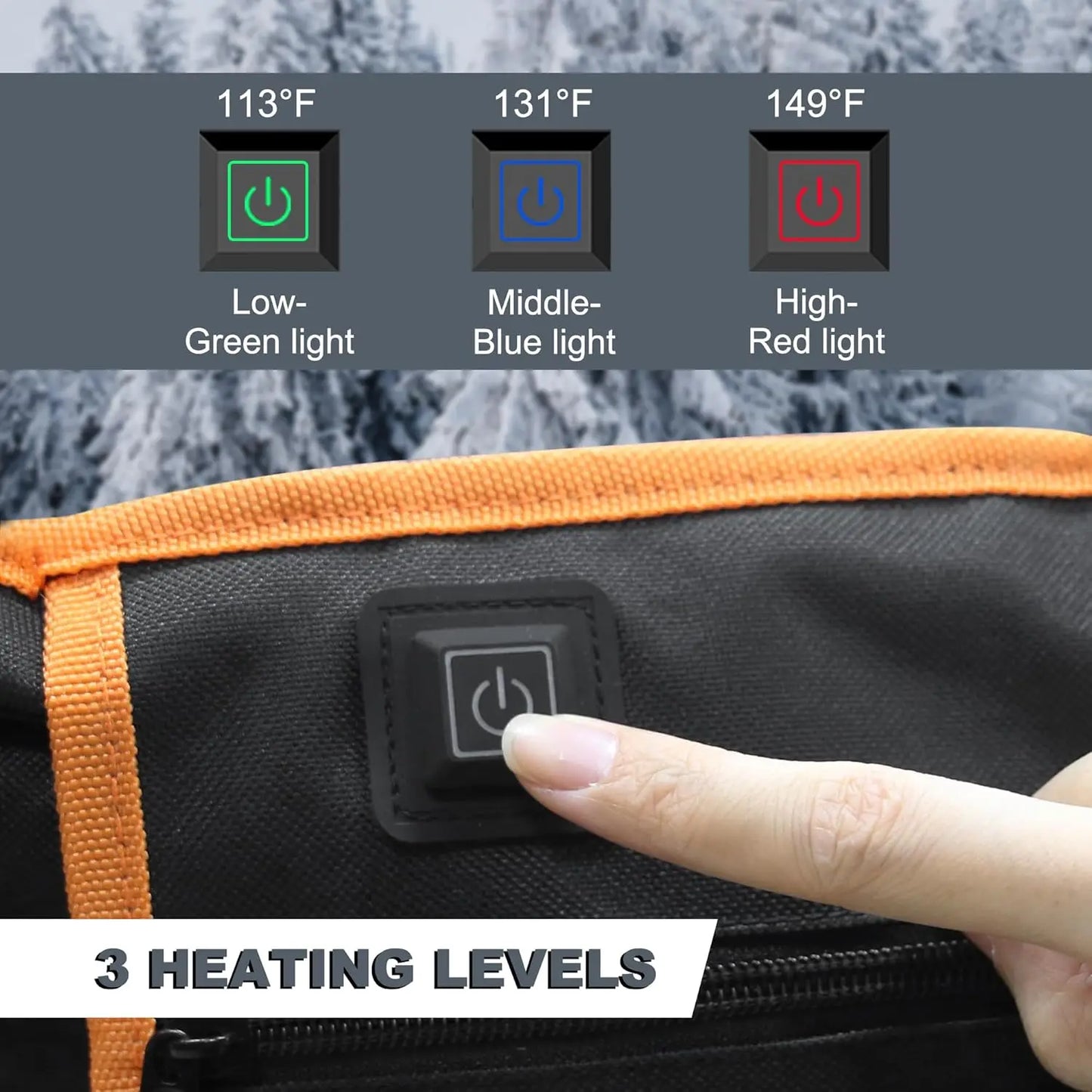 Oversized Heated Camping Chair for Adults, Heavy Duty Outdoor Chair with 3 Heat Levels (Back & Seat), Grey