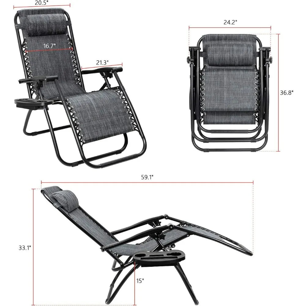 Flamaker Patio Zero Gravity Chair Outdoor Folding Lounge Chair Recliners Adjustable Lawn Lounge Chair with Pillow for Poolside