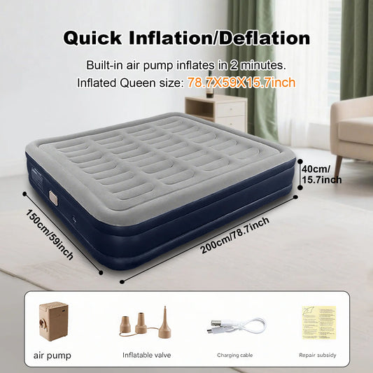 1-2 Person PVC Automatic Inflatable Mattress Camping Home Built-In Pump Bed Thickened For Indoor Outdoor Rest Lazy Sleeping Mat