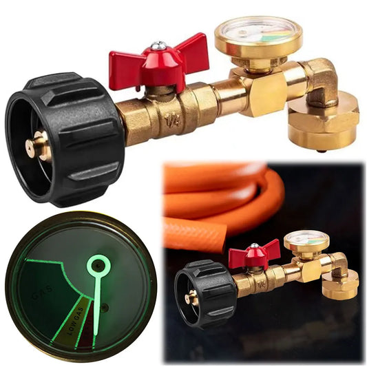 1/2/3PCS Propane Refill Adapter With Valve And Gauge 20lb to 1lb Converter  Gas Tank Connector QCC1 Propane Refill Elbow Adapter