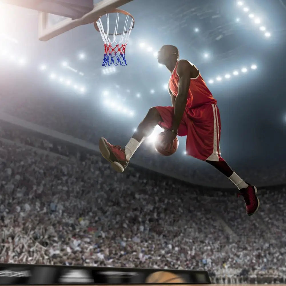 Basketball Hoop Net Outdoor Sports Basketball Rim Net Standard Basketball Net Mesh All-Weather Tri-Color Sports Entertainment