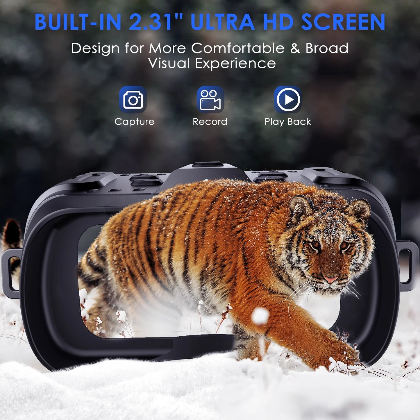 Night Vision Binoculars 4X Digital Zoom 7 Levels Infrared Goggles 2.3" Screen Telescope 300 Meters For Hunting Camping Boating