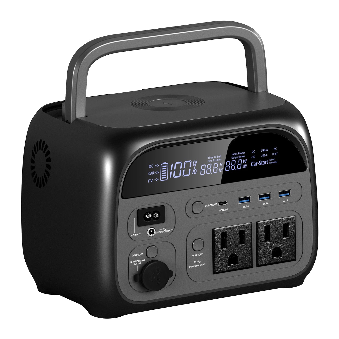 CTOLITY 200W 1800W Portable Power Station LiFePo4 Camping Solar Generator 110V 220V AC Energy Storage Supply Pure Sinve Wave