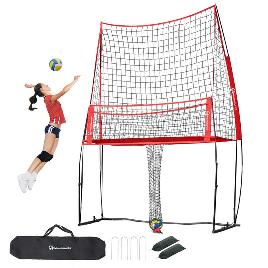 Volleyball Training Equipment, Volleyball Practice Net Station with Ball Catcher Height Adjustable Volleyball Training Net