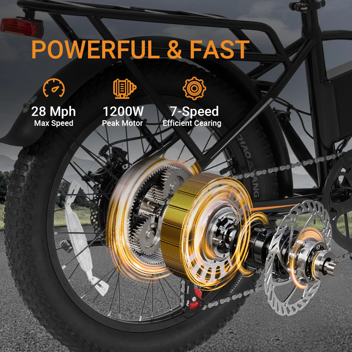 A20 Electric Bicycle 1200W Peak Motor 48V10.4AH Lithium Battery Electric Bike 20*3.0 Inch Fat Tire E-bike