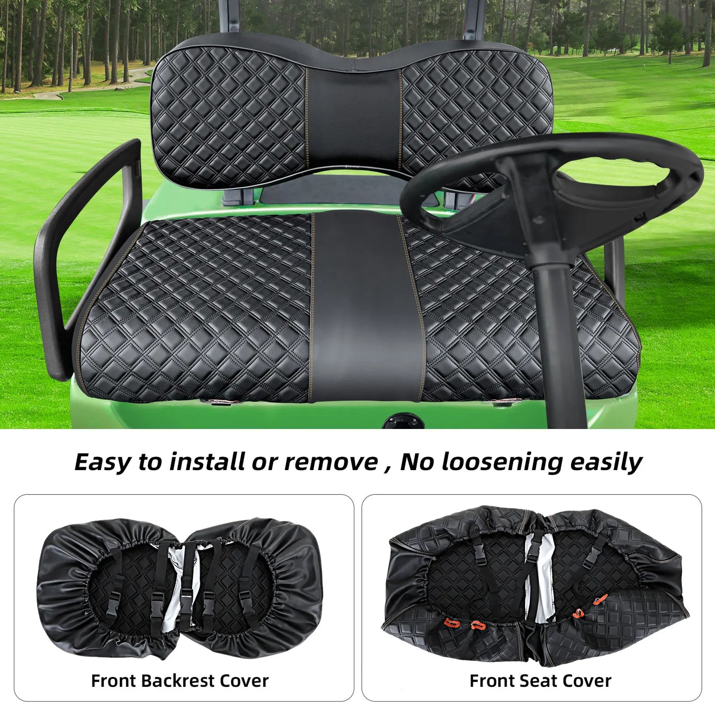 Roykaw Golf Cart Seat Covers Kit Compatible with Yamaha Drive/Drive2 OEM Ordinary Seat Cushion, Vinyl Material/Easy to Clean