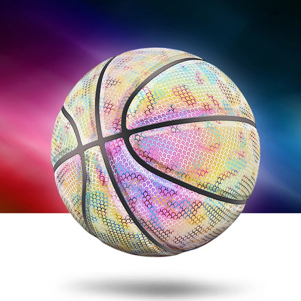 PU Luminous Basketball Bright Reflective Night Game Street PU Glowing Basketball for Outdoor Playing Equipment