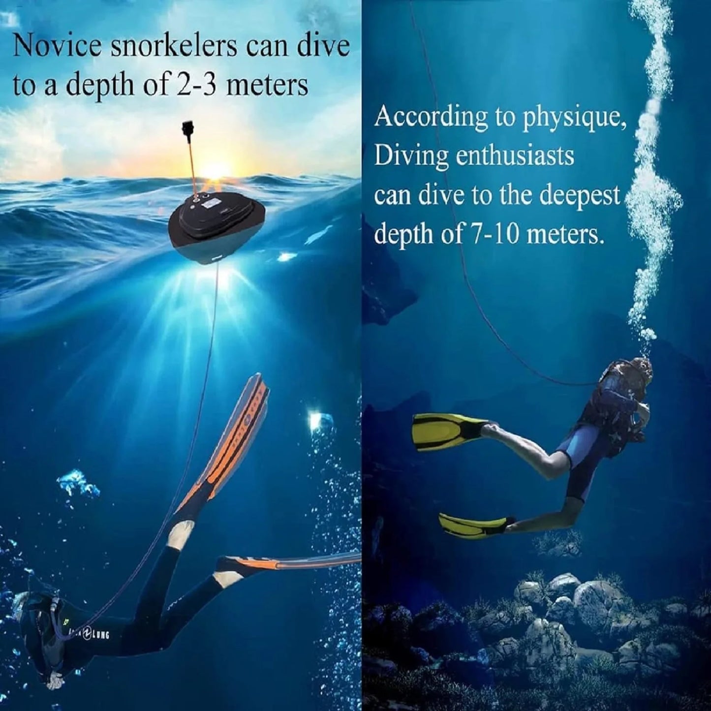 TUDIVING-Scuba Diving Ventilator,Waterproof Portable Rechargeable Scuba Diving Tank with Breathing Regulator,Scuba Diving Gear