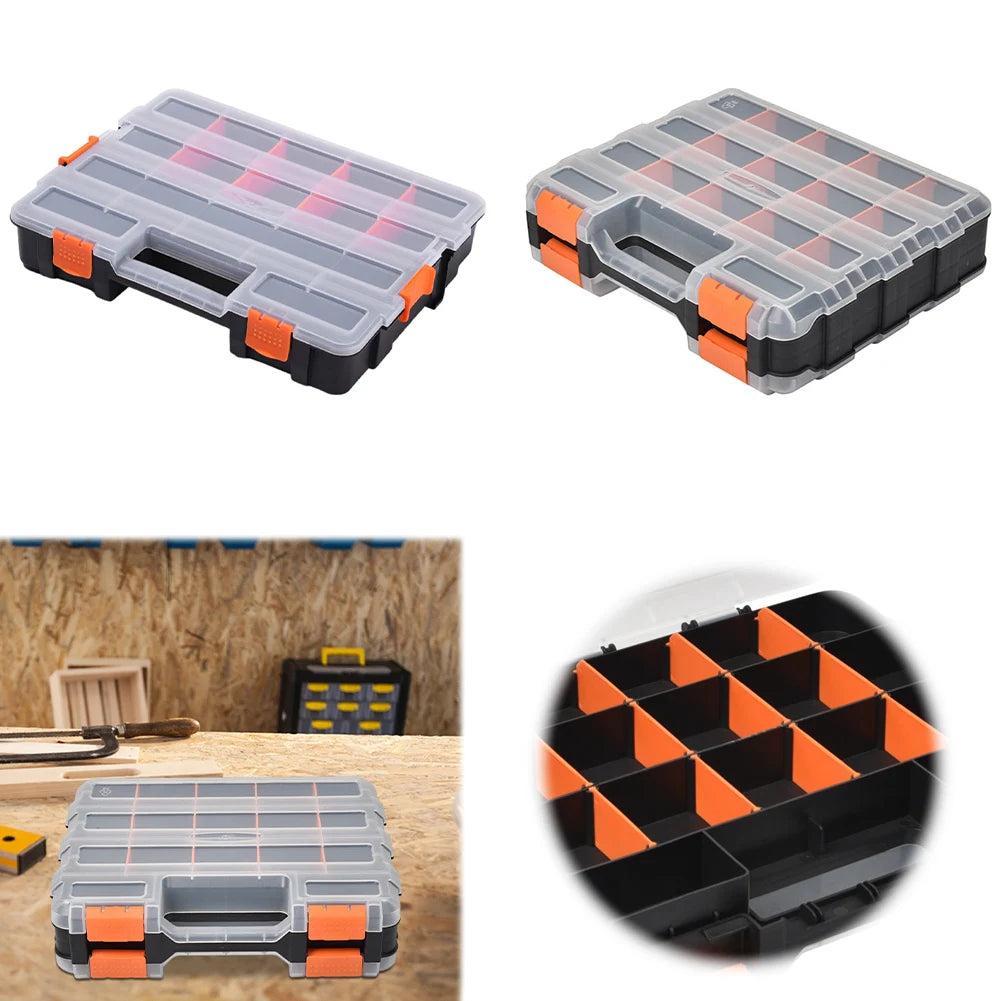 Double Side Tools Box Organizer Plastic Small Parts Storage Case Portable Tool Box Toolbox Container for Screws Nuts Nails Bolts