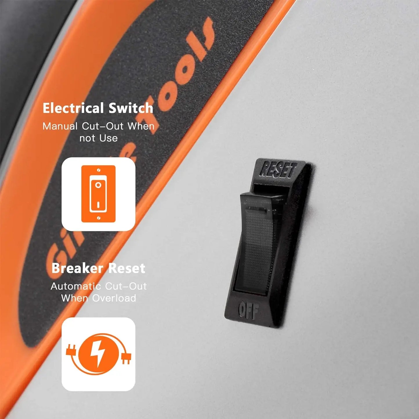 Giraffe Tools Retractable Power Cord Reel, 50ft 12AWG/3C SJT Heavy Duty Extension Cord Storage Reel Wall/Ceiling Mount