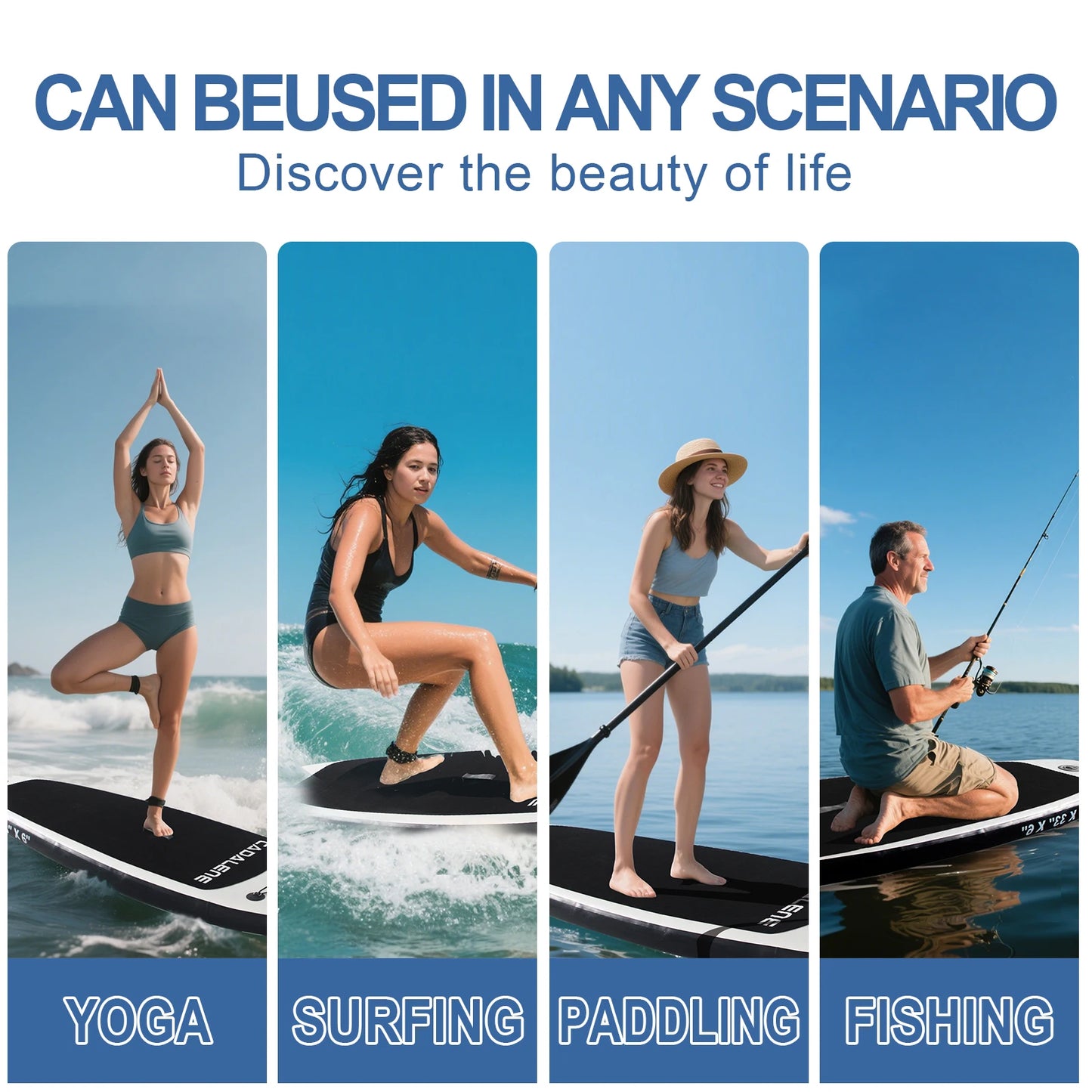 CADALENE Inflatable Stand Up Paddle Board with SUP Accessories, Anti-Slip EVA Deck 10' Inflatable Paddle Boards for Adults