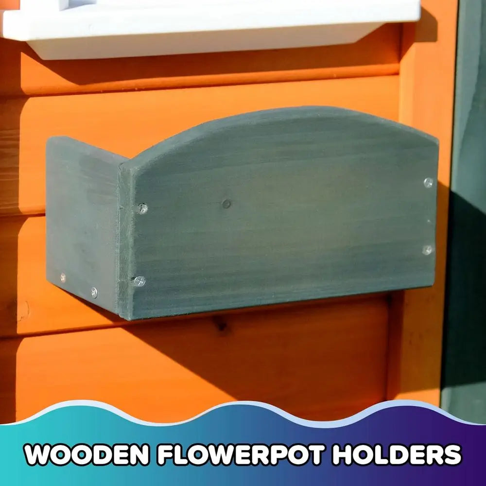 Sportspower Kids Wooden Playhouse: Pre-Cut, Stained, with Door, Open Layout, and Flower Pot Holders