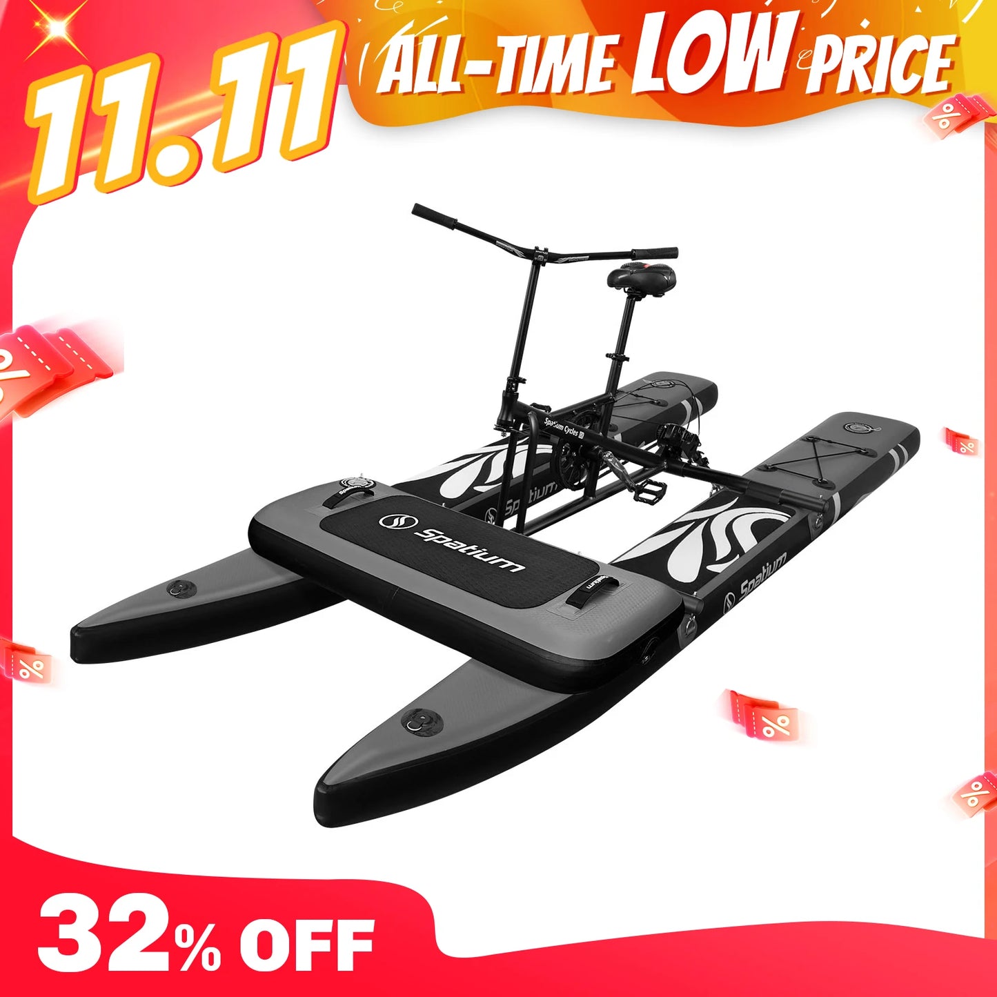 Spatium Sup Water Bike Inflatable Pedal Boat 2.0 Inflatable Pedal Kayak Water Bikes for Lake More Stable and Easy to Drive