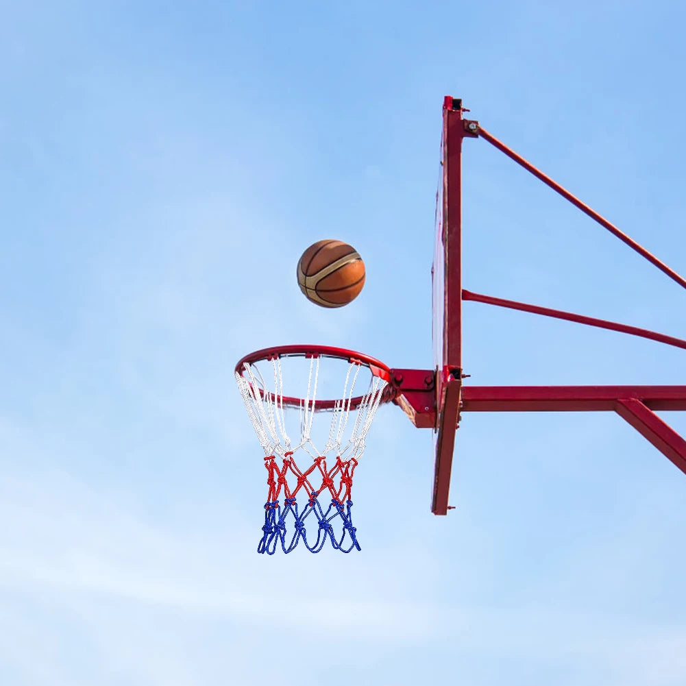 Basketball Hoop Net Outdoor Sports Basketball Rim Net Standard Basketball Net Mesh All-Weather Tri-Color Sports Entertainment