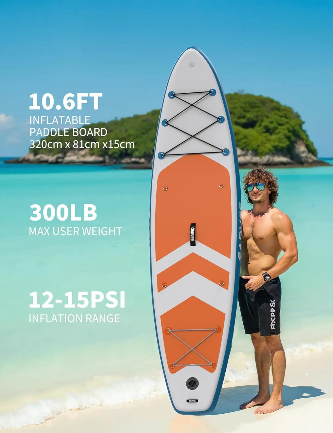 Inflatable Stand Up Paddle Board, 10.6Ft 11Ft Paddle Boards with Premium Accessories, Non-Slip EVA Deck, Ultra-Light Carry Bag