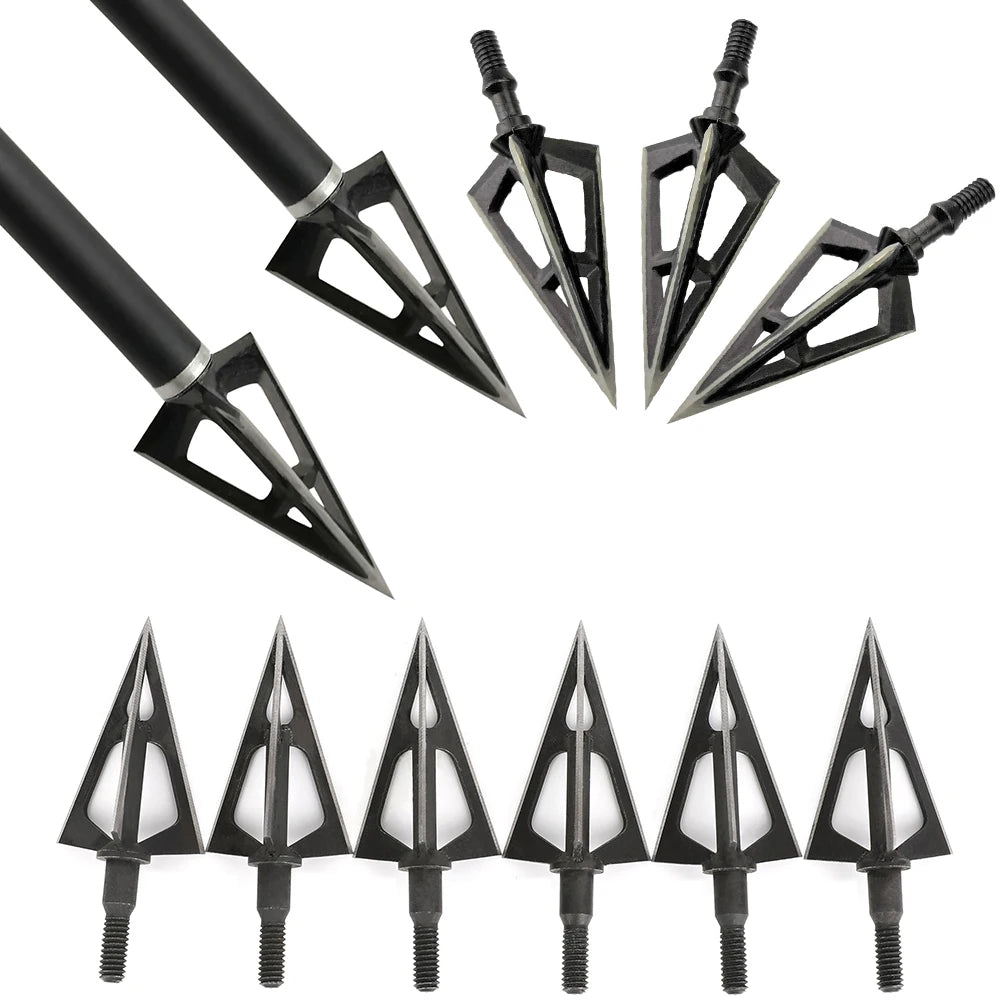 Archery Hunting Arrowhead Shooting Broadheads Screw Points Arrow Tips for Outdoor Compound Recurve Bow Target Practice 12X