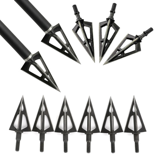 Archery Hunting Arrowhead Shooting Broadheads Screw Points Arrow Tips for Outdoor Compound Recurve Bow Target Practice 12X