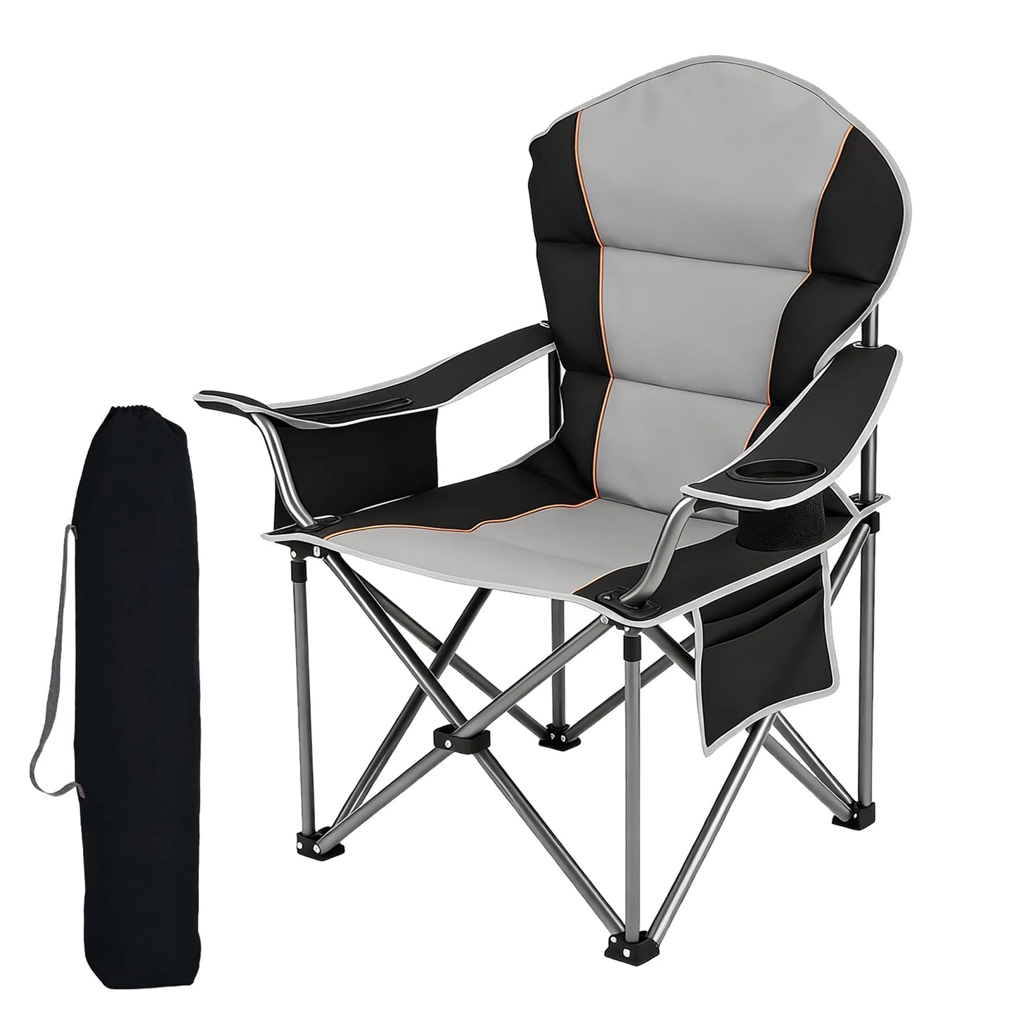 MCQ Outdoor Folding Camping Chairs Collapsible Padded with Cup Holder Cooler Bag Heavy Duty Portable Camping Chair for Garden